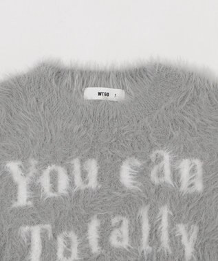 WEGO ロゴシャギーショートニット グレー