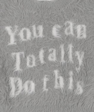 WEGO ロゴシャギーショートニット グレー