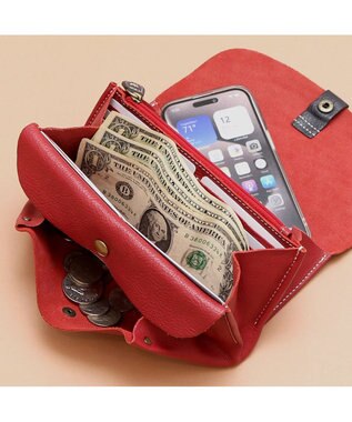 UNBILLION アトランタ ATLANTA / 牛革かぶせ長財布 レッド