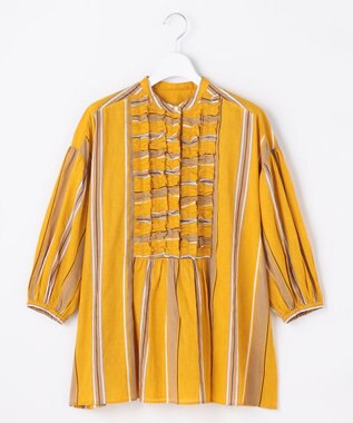 自由区 S 【着映える・涼やか】コットンストライププリントフリル ブラウス