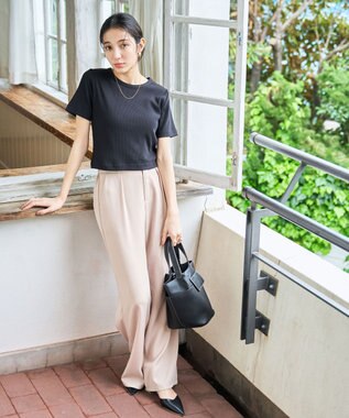 WEGO 【洗える/SML】コンパクトリブT ブラック