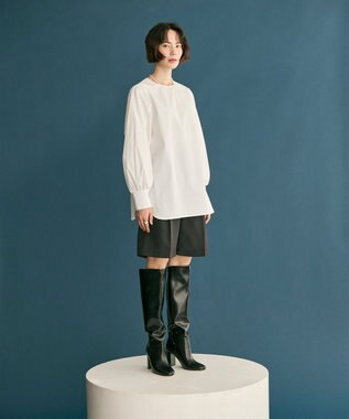 #Newans 【洗濯機可】シャーリングカフスシャツ ホワイト