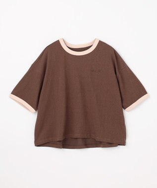 ANY リンガーTシャツ ブラウン×ピンク