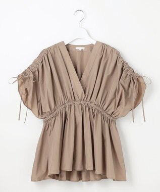 23区 S 【R(アール)】シルクタフタ ギャザーブラウス モカ系