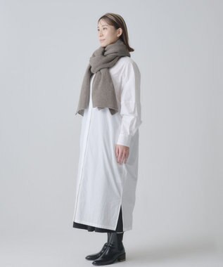 AND WOOL ホワイトカシミヤ100%の大判ストール モカブラウン