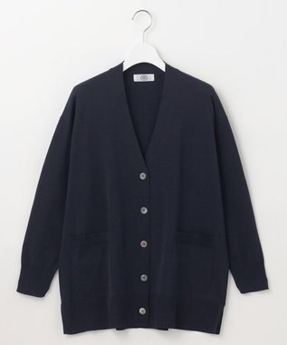 J.PRESS LADIES L 【洗える】 Co/Peライト Vネック カーディガン ネイビー系