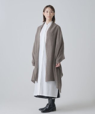 AND WOOL ホワイトカシミヤ100%の大判ストール モカブラウン