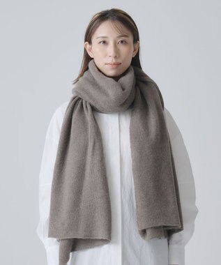 AND WOOL ホワイトカシミヤ100%の大判ストール モカブラウン