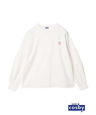 earth music&ecology Ｃｏｓｂｙ×ｅａｒｔｈ　配色ステッチロングＴシャツ Off White