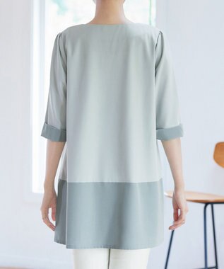Tiaclasse L 【新色追加】バイカラーチュニック ミント
