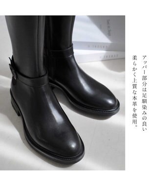 Pointer 本革ベルトデザイン 裏起毛 ロングブーツ ブラック