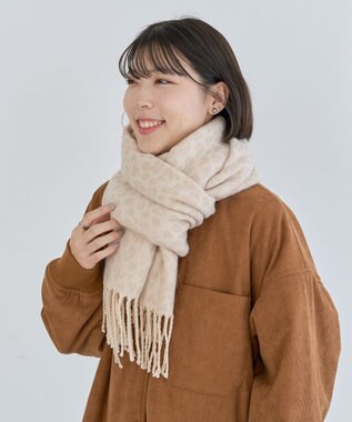 Green Parks レオパードジャガードストール Beige