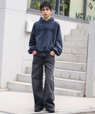 WEGO ショートグラフィックプルパーカー ネイビー