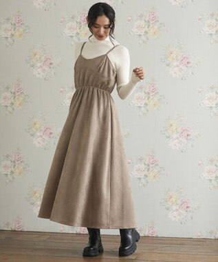 Green Parks ・ＳＵＧＡＲ　ＳＰＯＯＮ　スエードポンチキャミワンピ Beige