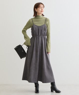 Green Parks ・ＳＵＧＡＲ　ＳＰＯＯＮ　スエードポンチキャミワンピ Charcoal Gray