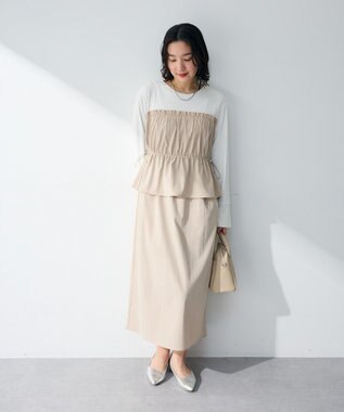 Green Parks ペプラムドッキングワンピース Light Beige