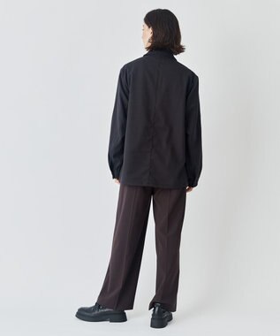 UNFILO MENS 【男女兼用】フラノライク ハーフジップ シャツブルゾン [24年秋冬商品] チャコール グレー