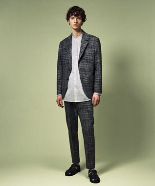 JOSEPH HOMME ノルマンディリネントロピカル　バンドカラーシャツ ライトグレー系