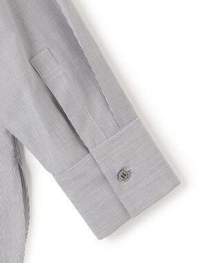 ICB 【洗える】 クリーンブロード バンドカラーシャツ ブラックストライプ系