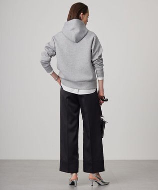 ICB L 【CLASSY.1月号掲載・2WAY・洗える】 クリアサテン ワイドストレートパンツ ブラック系