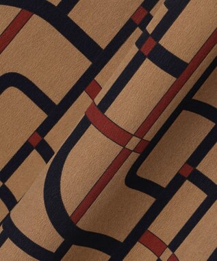 自由区 L 【17号サイズまで展開・カタログ掲載】ジオメトリックレトロプリント パンツ ベージュベース