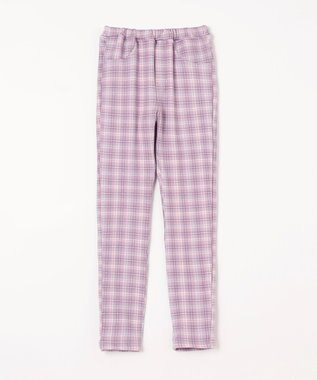 ANY KIDS 7days 裏シャギー 総柄 パンツ ラベンダー系チェック柄