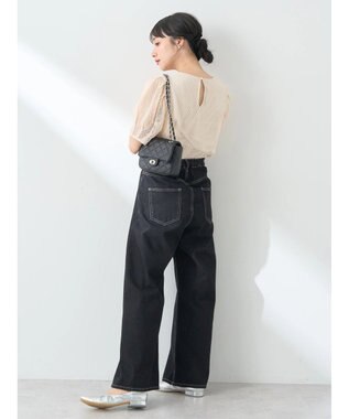 earth music&ecology 袖シアーレースプルオーバー Ivory