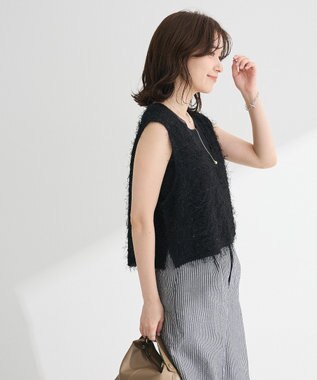 Green Parks フェザーヤーンショートベスト Black