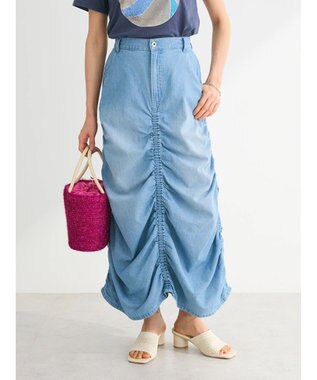 Green Parks ・ＳＵＧＡＲ　ＳＰＯＯＮ　シャーリングデニムスカート Light Indigo