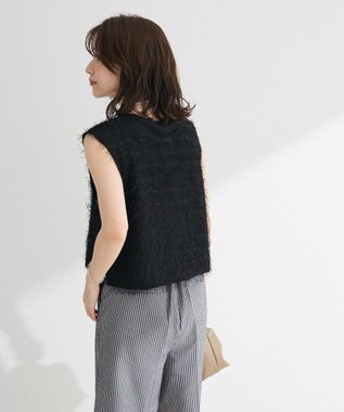 Green Parks フェザーヤーンショートベスト Black