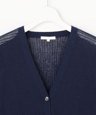 自由区 S ファインリネンナイロン カーディガン ネイビー