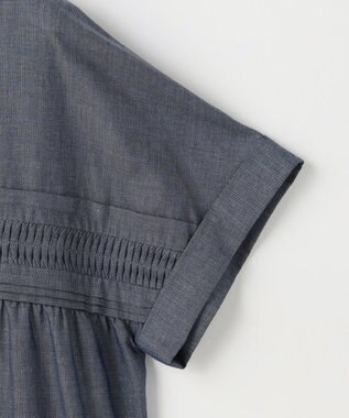 J.PRESS LADIES シアーデニム フレンチスリーブ ブラウス ブルーシャンブレー系