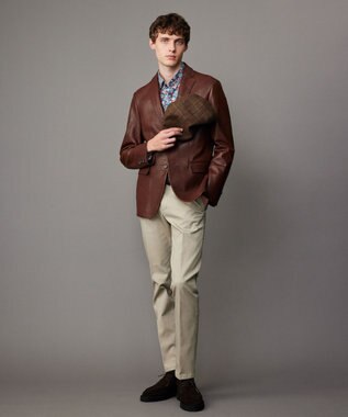 JOSEPH ABBOUD 【長く育てたいサスティナブルなレザー】ベジタブルラムレザージャケット ブラウン系