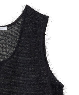 Green Parks フェザーヤーンショートベスト Black