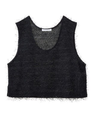 Green Parks フェザーヤーンショートベスト Black