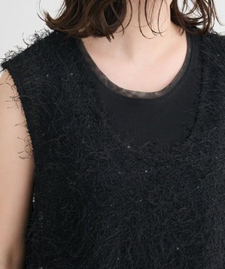 Green Parks フェザーヤーンショートベスト Black