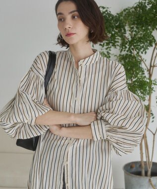 WEGO 【ANGIE VINTAGE】ボリュームスリーブ バンドカラー シャツワンピース