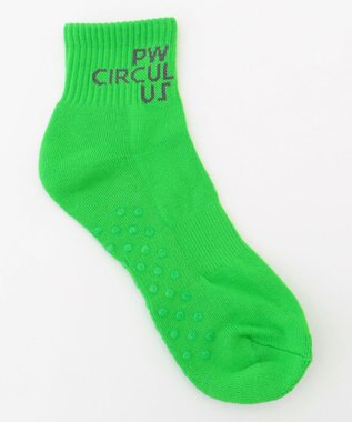PW CIRCULUS 【虫よけ加工】【MEN】ブランドロゴ ショートソックス  ゴルフ ライトグリーン系