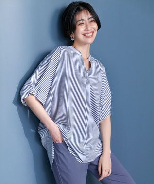 ANY タックスリーブブラウス ストライプ