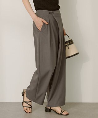 AMERICAN HOLIC タック　ラップワイドパンツ Charcoal Gray