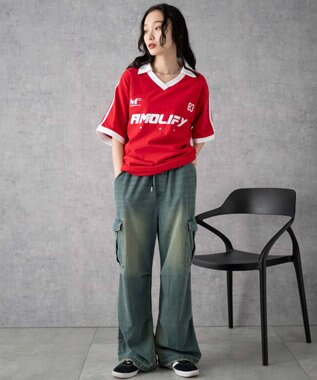 WEGO デニムパラシュートカーゴパンツ デニム中濃加工色