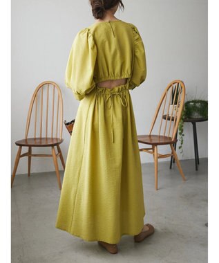 Green Parks AnriettMusee バックカットワークワンピース Lime Green