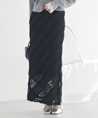 earth music&ecology 総レースナロースカート Black