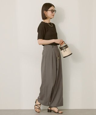 AMERICAN HOLIC タック　ラップワイドパンツ Charcoal Gray