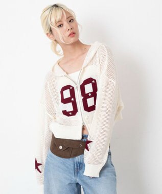 WEGO ナンバリングメッシュニットパーカー