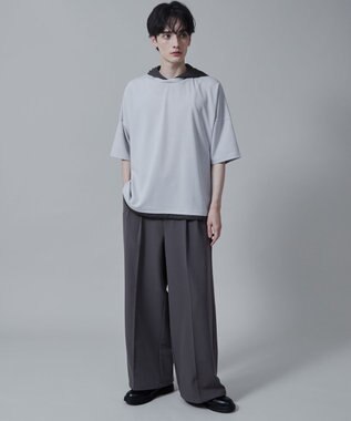 WEGO フェイクレイヤードフードT（S） ライトグレー