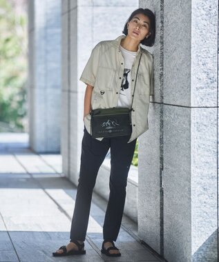 JOSEPH ABBOUD MOUNTAIN 【軽量/ECO撥水/ストレッチ/男女兼用】ライトワッシャー アウトドア 半袖 シャツ ライトグレー系