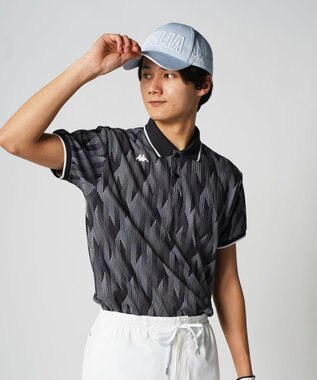 FILA GOLF／marie claire 【Kappa】柄半袖ポロシャツ ブラック