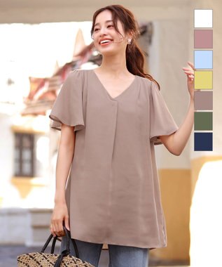 Tiaclasse 【洗える】フレアスリーブチュニックブラウス