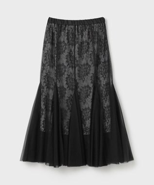 GRACE CONTINENTAL レースレイヤードチュールスカート ブラック